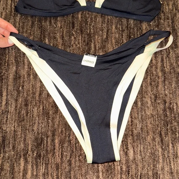 Lspace Black/White Seamless Bikini Size Small